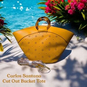 Carlos Santana Yellow Cut Out Bucket Tote - Resort Wear